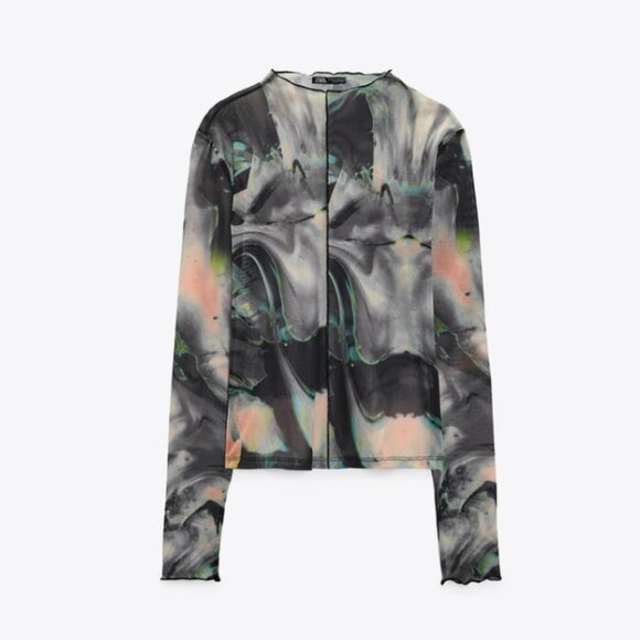 Zara Tops - Zara Seamed Tulle Top Sheer Sz. L NWT